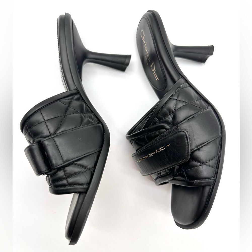 CHRISTIAN DIOR  Quilted Dio(r)evolution 80mm Slide Sandals 37 Black Leather EU37 - Picture 4 of 11
